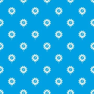 Bee on flower pattern seamless blue イラスト素材
