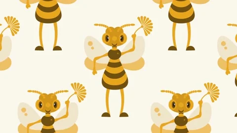 Bee with a flower. Pattern. Slow motion Stock Footage 163516752