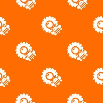 Bee flower pattern vector orange Stock Illustration