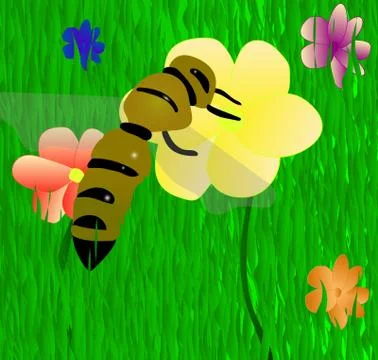 Bee On The Flower. Vector EPS 10. Stock Illustration