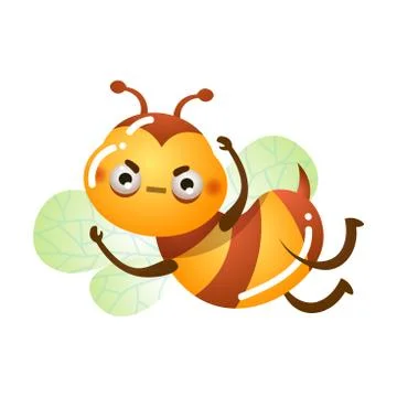 Bee flying with annoyed face vector illustration Stock Illustration