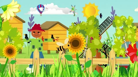 Bee Flying Between Flowers on Countryside Farm Scene Stock Footage 322890913