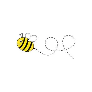 Bee flying on a dotted route Stock Illustration