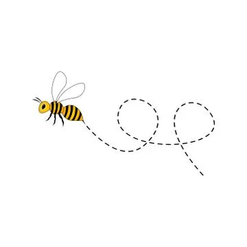 Bee flying on a dotted route Stock Illustration