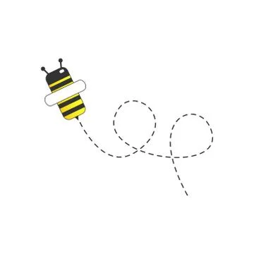 Bee flying on a dotted route Stock Illustration
