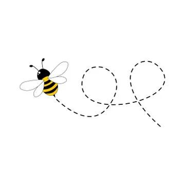 Bee flying on a dotted route Stock Illustration