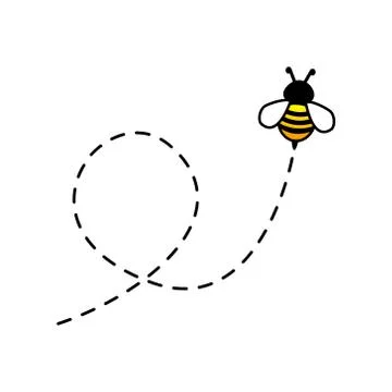 Bee flying on a dotted route Illustrazione stock