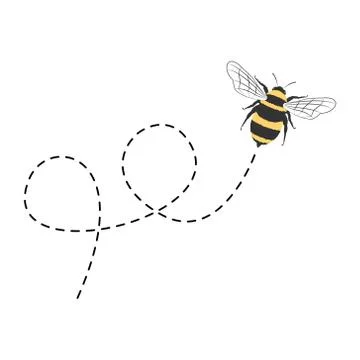 Bee flying on a dotted route Stock Illustration