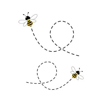 Bee flying on a dotted route Stock Illustration