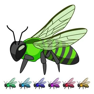 Bee flying with outstretched wings on white background Ilustração Stock