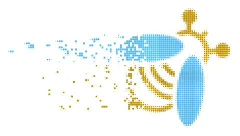 Bee Fractured Pixel Icon Stock Illustration