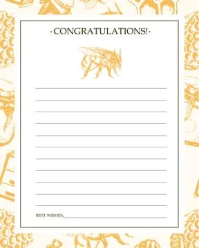 Bee Garden - vector hand drawn template card. Stock Illustration