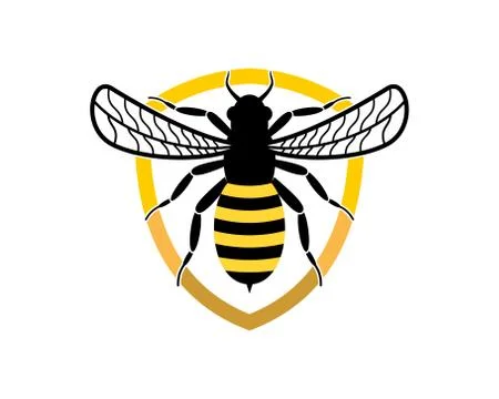 Bee on the golden shield Stock Illustration