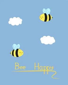 Bee happy. Idea for a greeting card Ilustração Stock