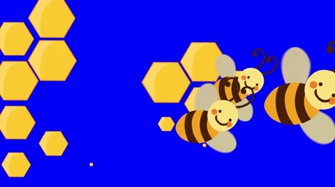 Bee Hive and Flying Bees Movie Transition on a Blue Screen Stock Footage 67725831