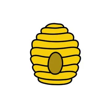 Bee hive doodle icon, vector color illustration Stock Illustration