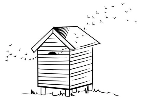 Bee hive drawing Stock Illustration