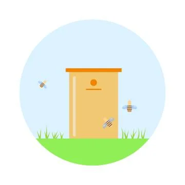 Bee hive on green grass. Stock Illustration