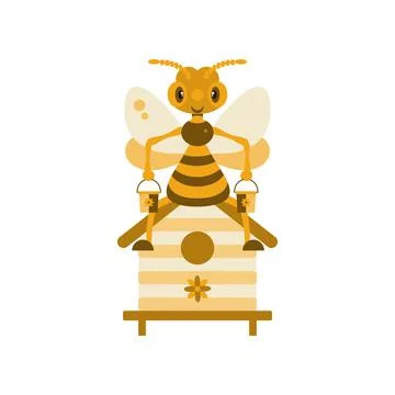 A bee on a hive. Illustration. Stock Illustration