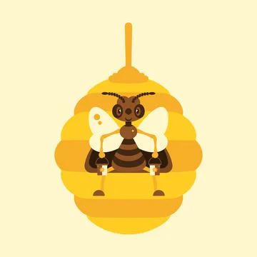 Bee in the hive. Illustration. Stock Illustration