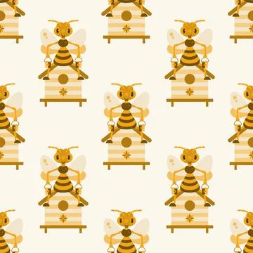 A bee on a hive. Illustration. Pattern. Stock Illustration