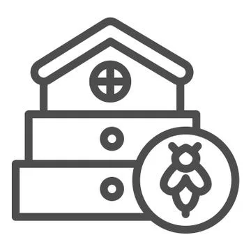 Bee hive line icon, beekeeping concept, Beehive house sign on white background Ilustração Stock