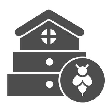 Bee hive solid icon, beekeeping concept, Beehive house sign on white background Illustrazione stock