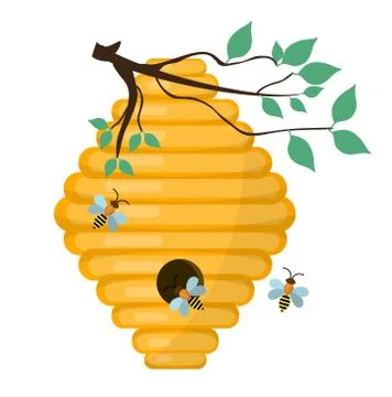 Bee-hive, swarm icon, flat style. Isolated on white background. illustration Stock Illustration
