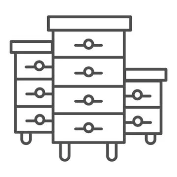 Bee hives thin line icon, beekeeping concept, Bee houses sign on white Ilustração Stock