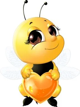 Bee holding a heart Stock Illustration