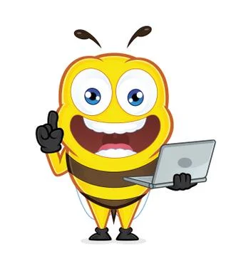 Bee holding a laptop Stock Illustration