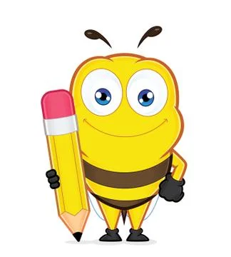 Bee holding a pencil Stock Illustration