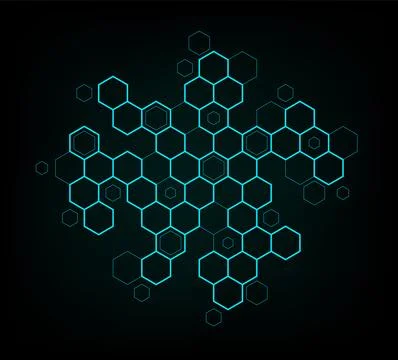 Bee honey comb background . Blue light tech pattern bee honeycomb cells イラスト素材