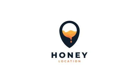 Bee honey comb location map pin logo icon illustration design Stock Illustration