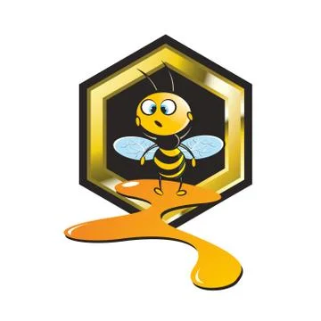Bee with honey &amp; hive Stock Illustration