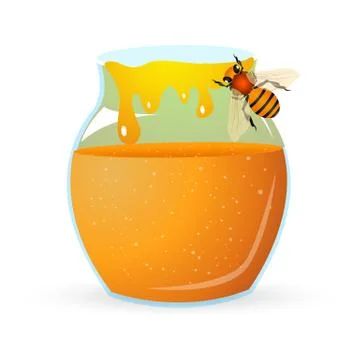 Bee with honey Illustrazione stock