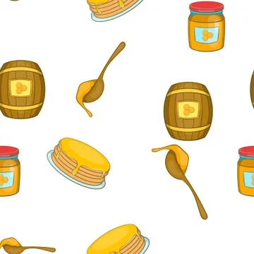 Bee honey pattern, cartoon style Stock Illustration