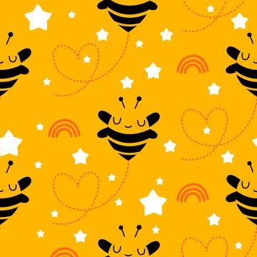 Bee honey seamless pattern. Illustrazione stock