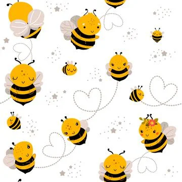 Bee honey seamless pattern. Illustrazione stock
