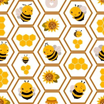 Bee honey seamless pattern. Stock-Illustration