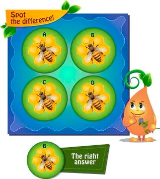 Bee, honeycomb difference Stock Illustration