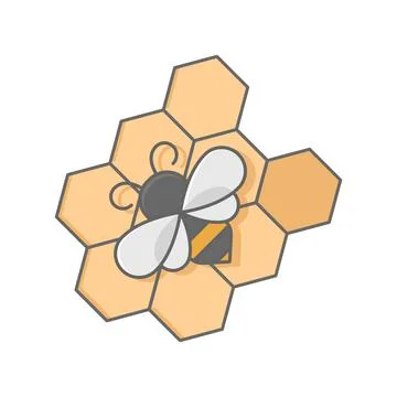 Bee on honeycomb Stock Illustration