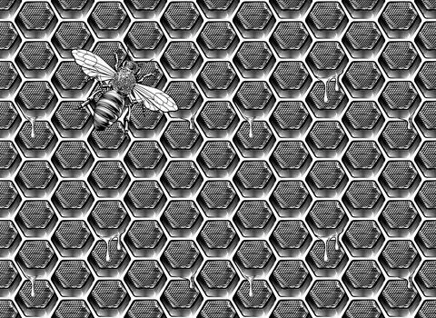 Bee Honeycomb Pattern Background Honey Drawing Stock Illustration