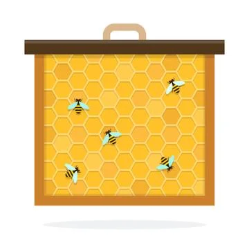 Bee honeycomb vector flat material design isolated object on white background. Stock Illustration
