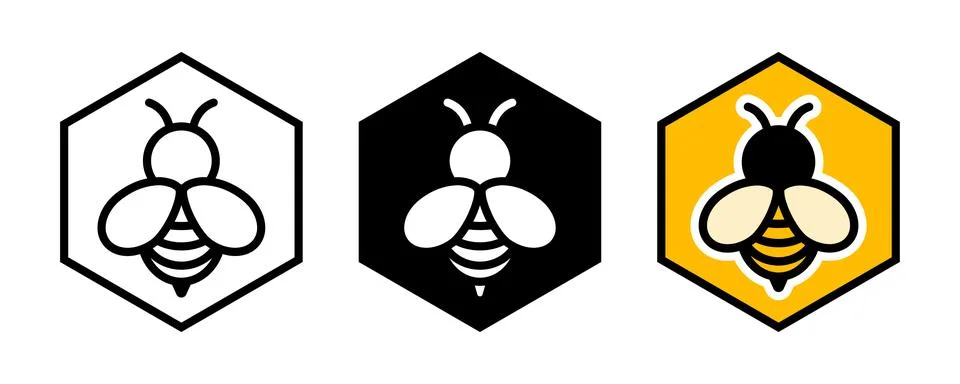 Bee at the honeycomb vector illustration. Bee icon. Honey symbol. Honeycomb.. Stock Illustration