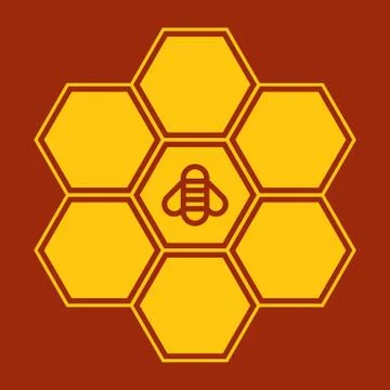 Bee on honeycombs Stock Illustration