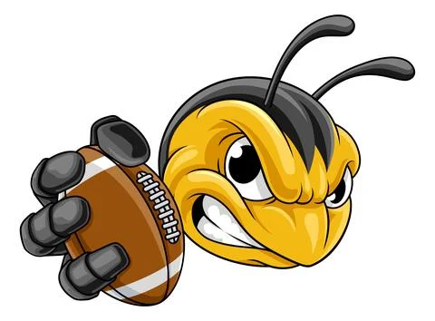 Bee Hornet or Wasp Insect Football Ball Mascot Stock Illustration