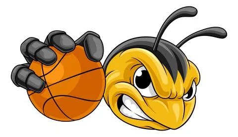 Bee Hornet or Wasp Insect Basketball Ball Mascot Stock Illustration