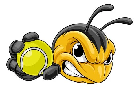 Bee Hornet or Wasp Insect Tennis Ball Mascot Stock Illustration