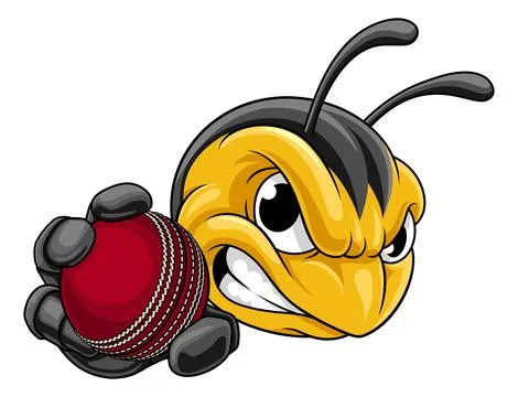 Bee Hornet or Wasp Insect Cricket Ball Mascot Stock Illustration